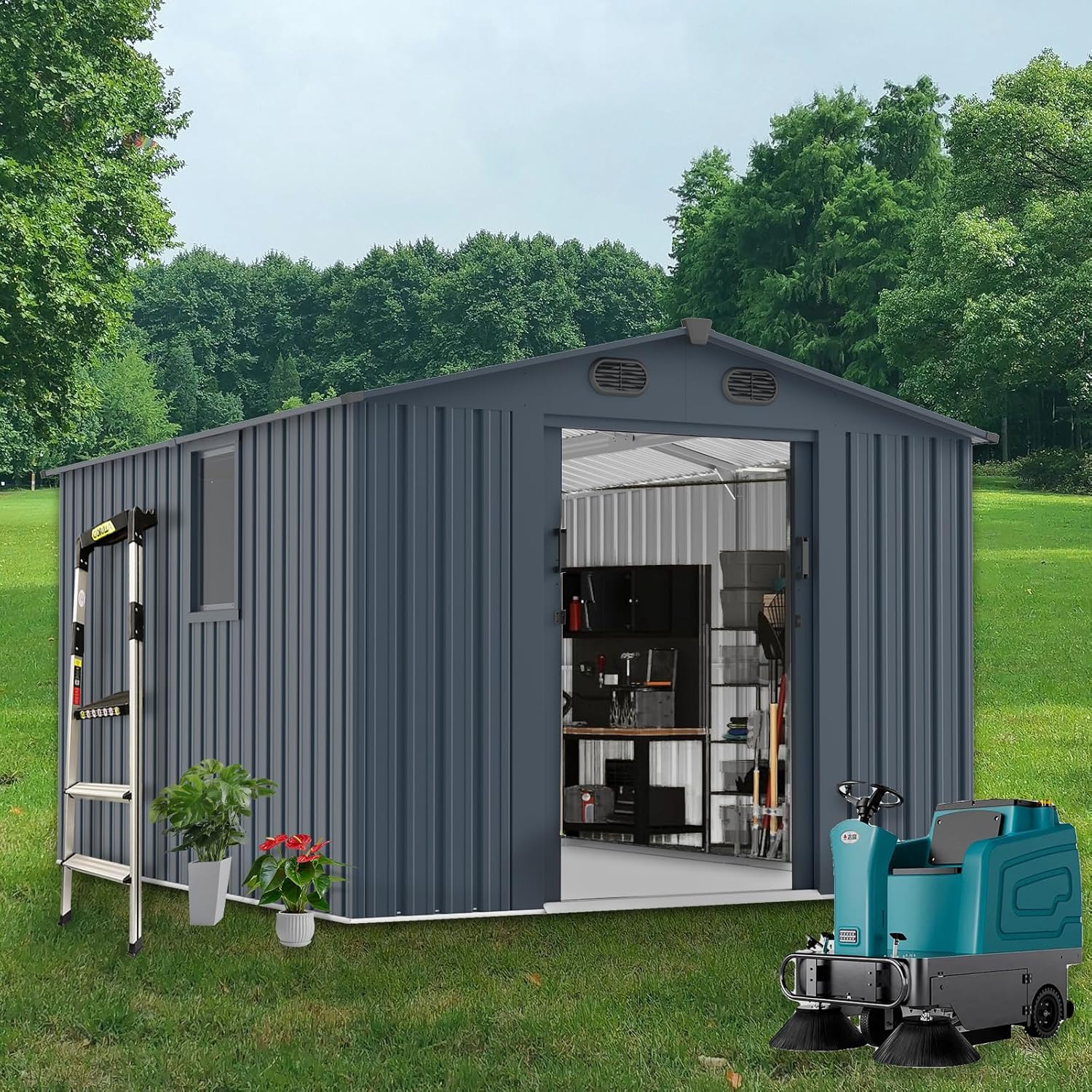 Gardening Tools In - Outdoor Storage Shed 8x10 FT with