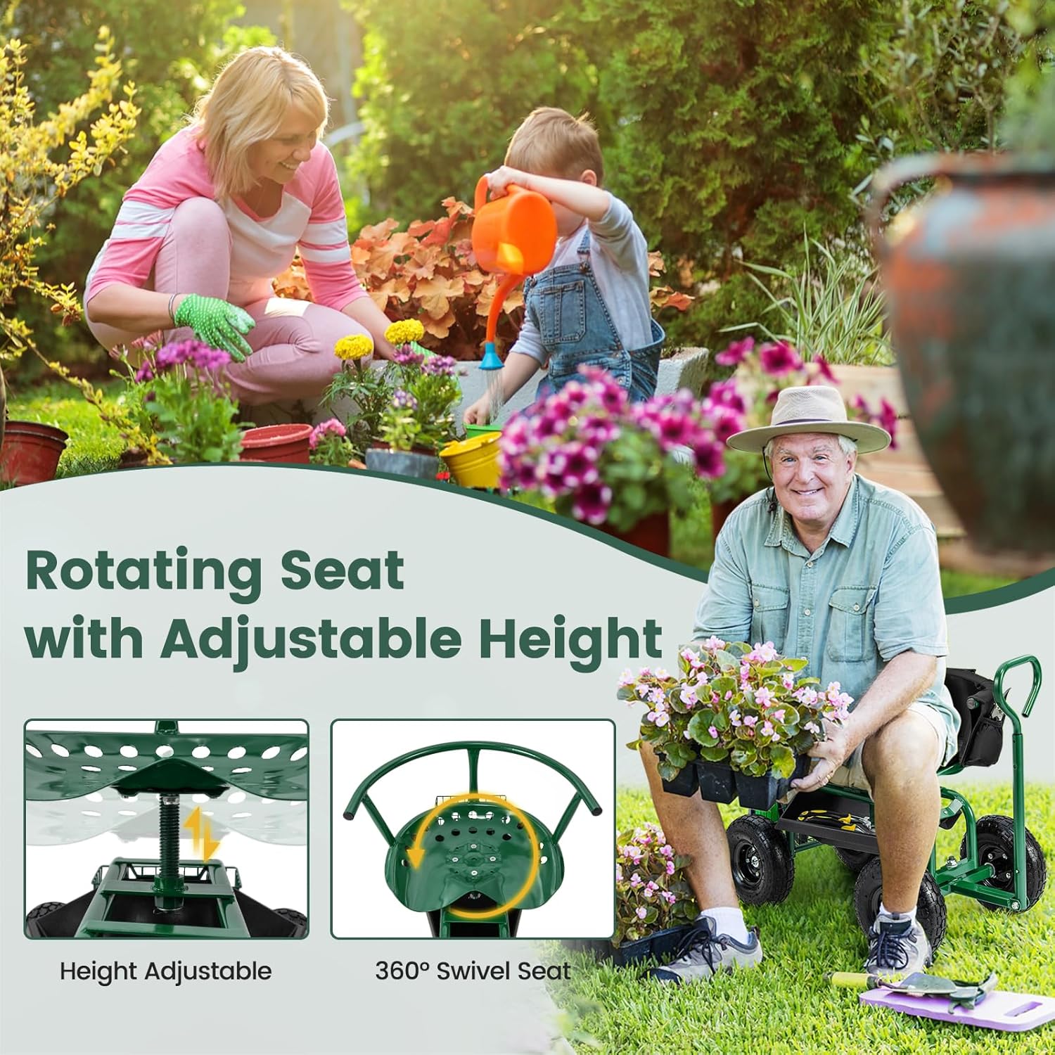 Rolling Gardening Seat with Wh – Gardening Tools For Seniors recenzja i cena