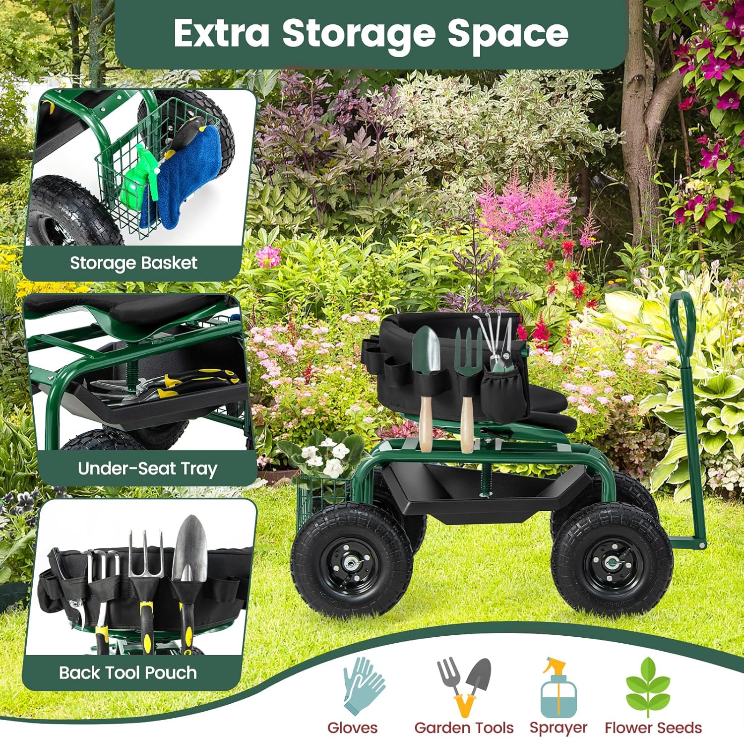 Rolling Gardening Seat with Wh – Gardening Tools For Seniors recenzja i cena
